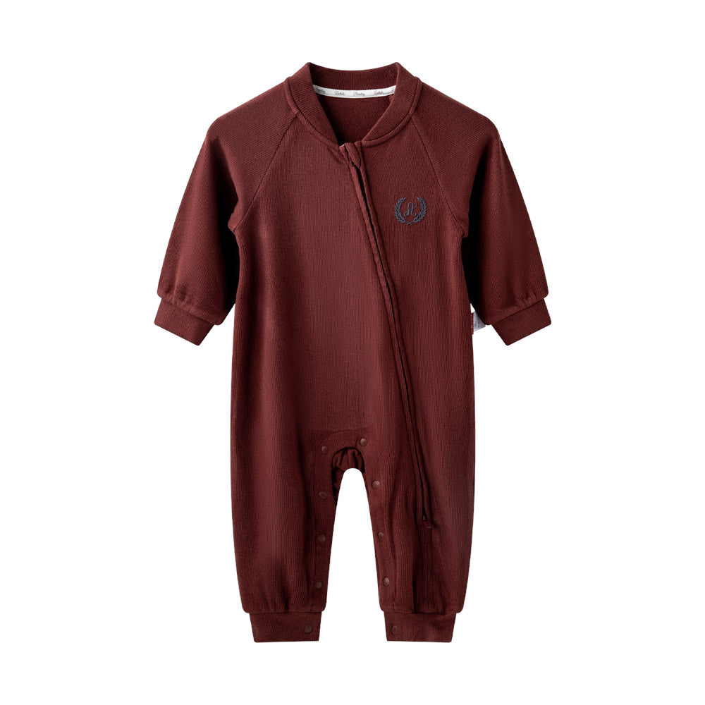 Wool-Blend Warmth | Cozy Fleece-Lined | YKK Zipper | Grey Baby Romper