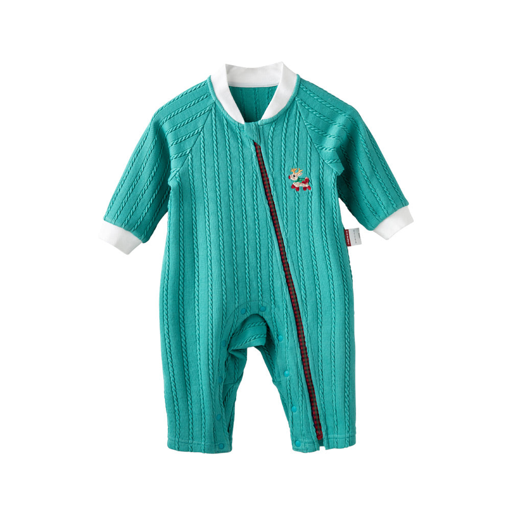 Custom-Dyed Fabric + Reindeer Embroidery + Christmas Baby Romper