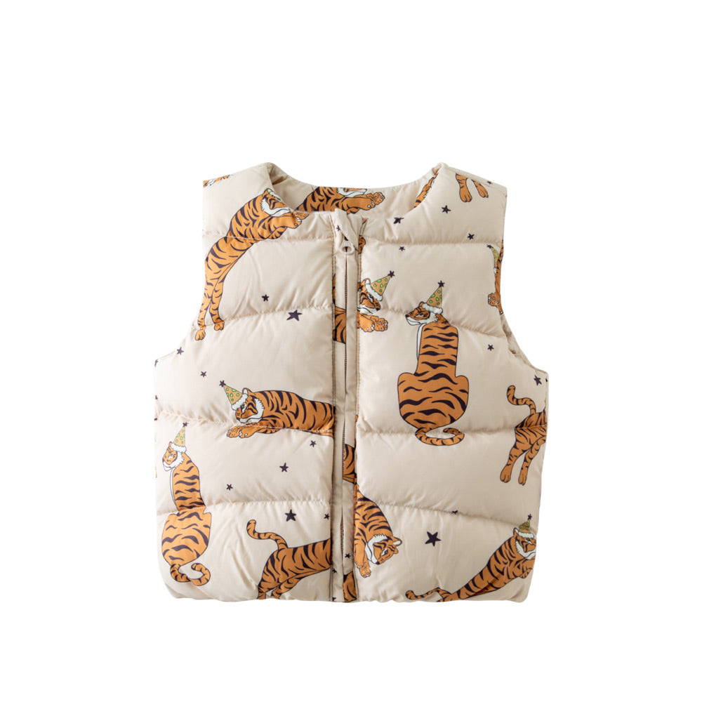 Lightweight Down Baby Vest with Woodland Print | Cozy Water-Repellent Gilet (0°C–10°C)