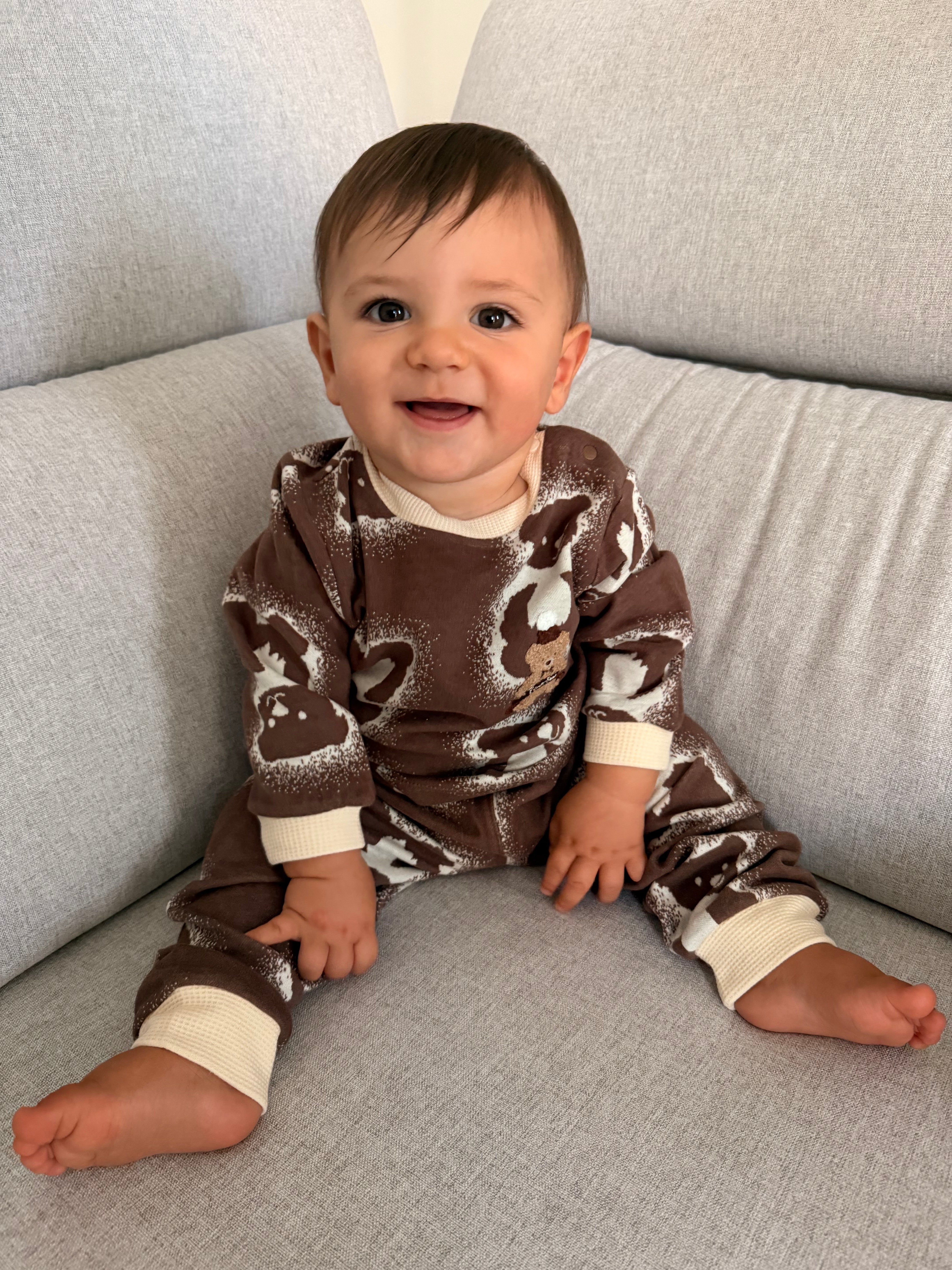 Teddy Bear Knit Set | Dual-Tone Yarn | Textured Jacquard Baby Outfit