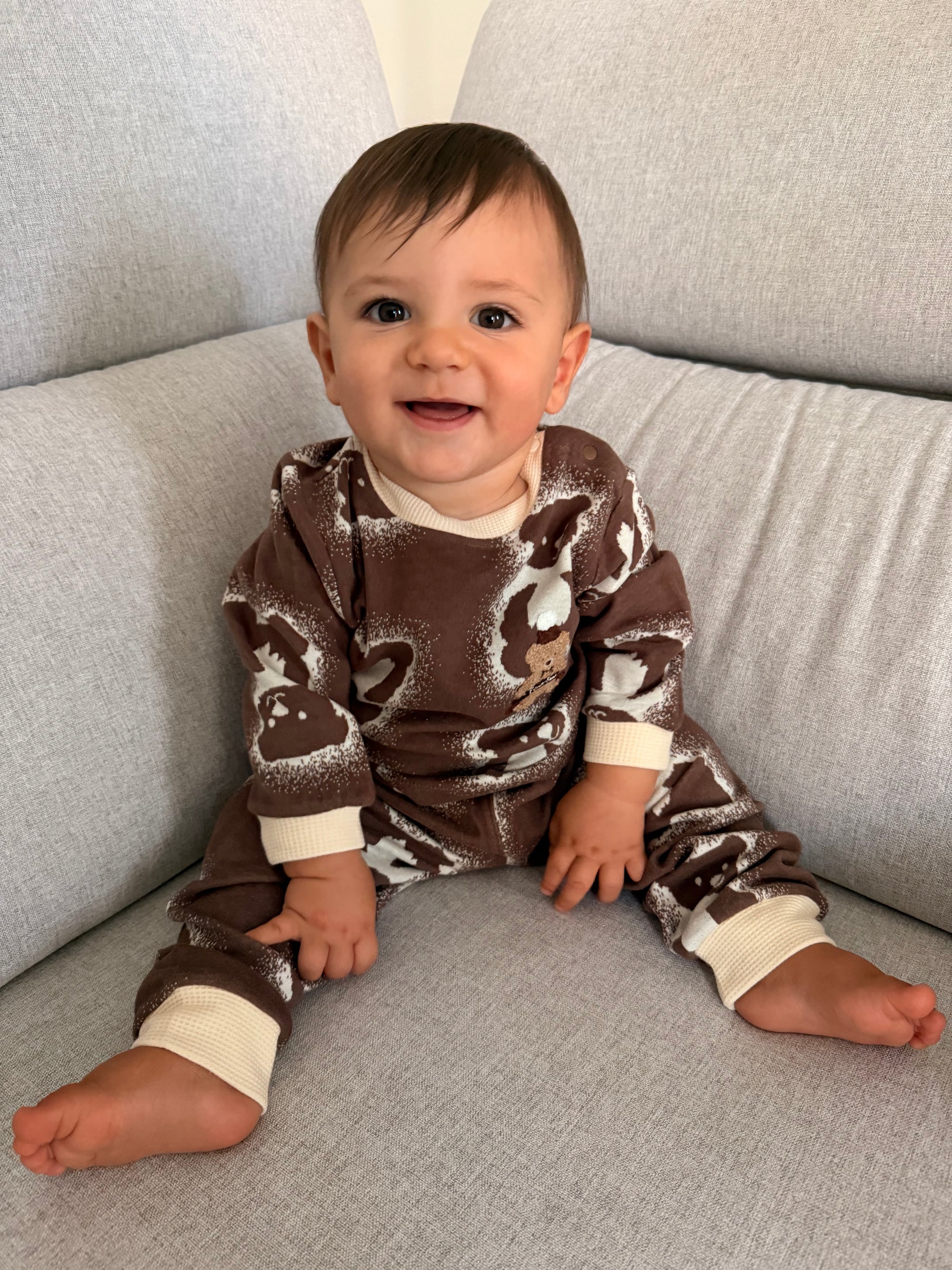 Teddy Bear Knit Set | Dual-Tone Yarn | Textured Jacquard Baby Outfit